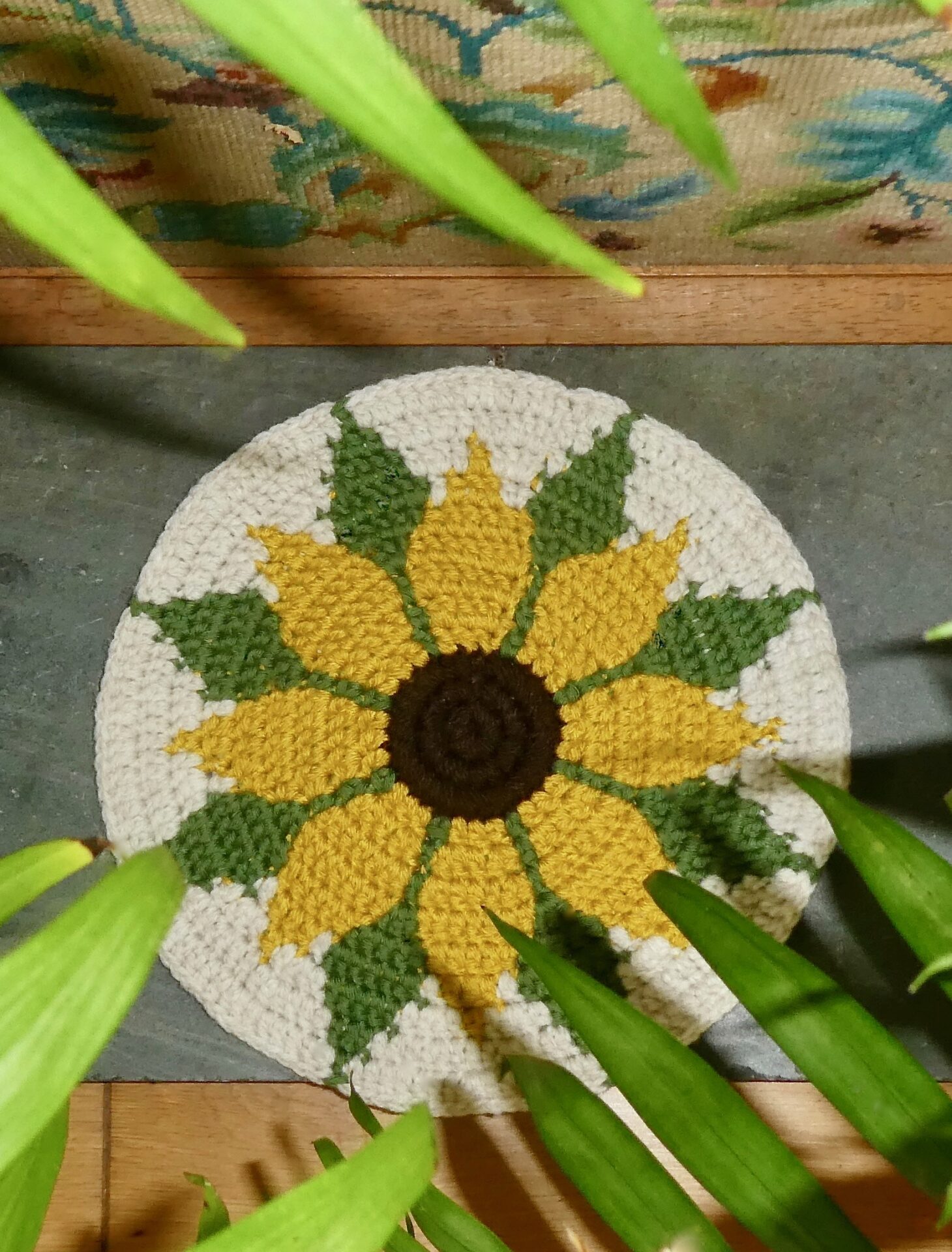 Beautiful Crochet Sunflower Tapestry Mandala Mat